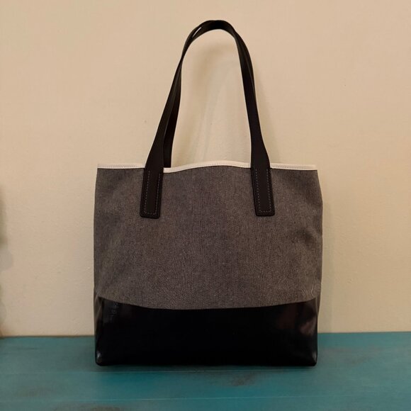 Kate Spade New York Navy Canvas Leather Tote Bag With Double Handles - Picture 3 of 8